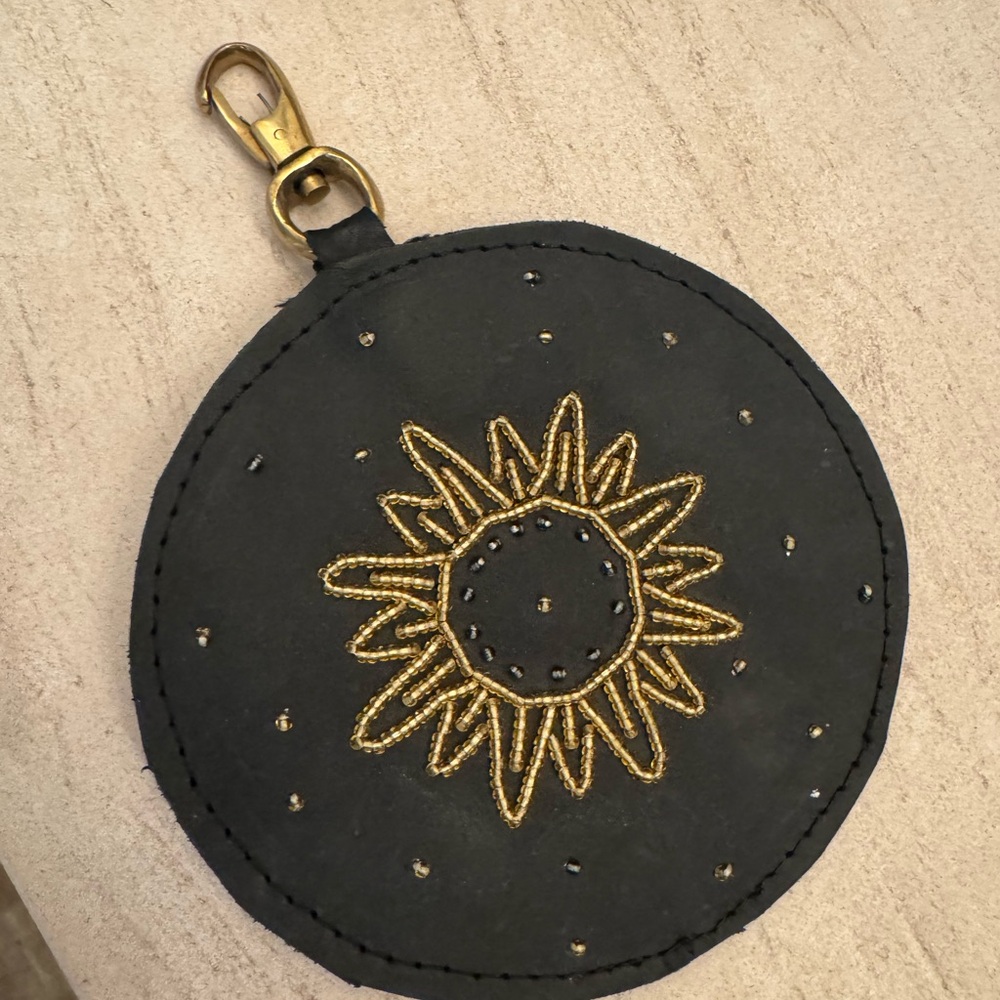 Nena & Co Black and Gold Key & Card Holder Pouch with Beaded Celestial Design